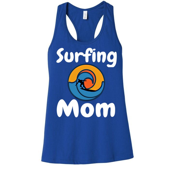 Funny Surfing Mom Surfer Mother Retro Sunrise Sunset Surf Gift Women's Racerback Tank