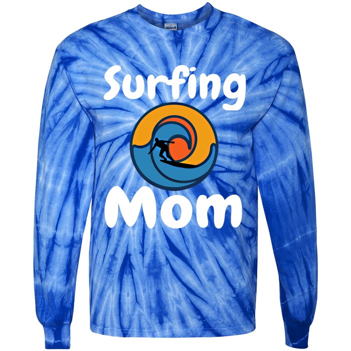 Funny Surfing Mom Surfer Mother Retro Sunrise Sunset Surf Gift Tie-Dye Long Sleeve Shirt