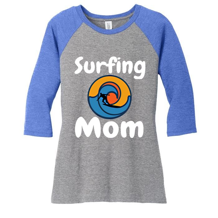 Funny Surfing Mom Surfer Mother Retro Sunrise Sunset Surf Gift Women's Tri-Blend 3/4-Sleeve Raglan Shirt