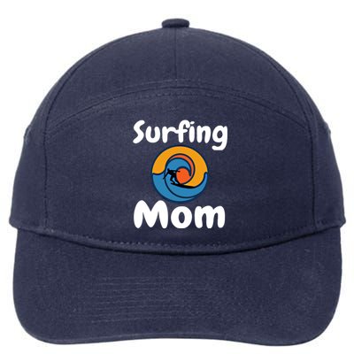 Funny Surfing Mom Surfer Mother Retro Sunrise Sunset Surf Gift 7-Panel Snapback Hat