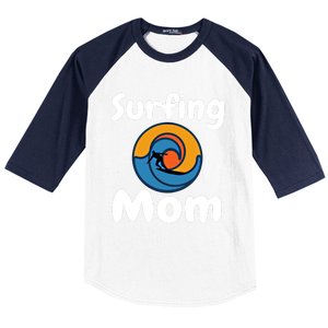 Funny Surfing Mom Surfer Mother Retro Sunrise Sunset Surf Gift Baseball Sleeve Shirt