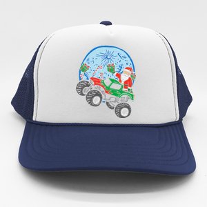 Funny Santa Monster Truck Xmas Christmas PJs Trucker Hat