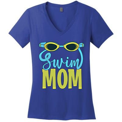 Funny Swim Mom Gift Cute Swimmer Swimming Coach Funny Gift Women's V-Neck T-Shirt