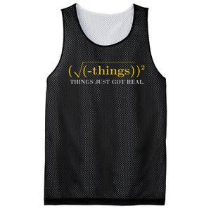 Funny saying Math Equation Things Just Got Real Mesh Reversible Basketball Jersey Tank