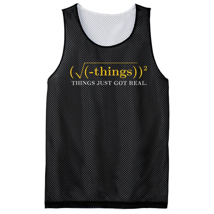 Funny saying Math Equation Things Just Got Real Mesh Reversible Basketball Jersey Tank