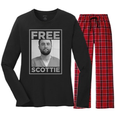 Free Scottie Mug Shot Funny Humour Women's Long Sleeve Flannel Pajama Set 