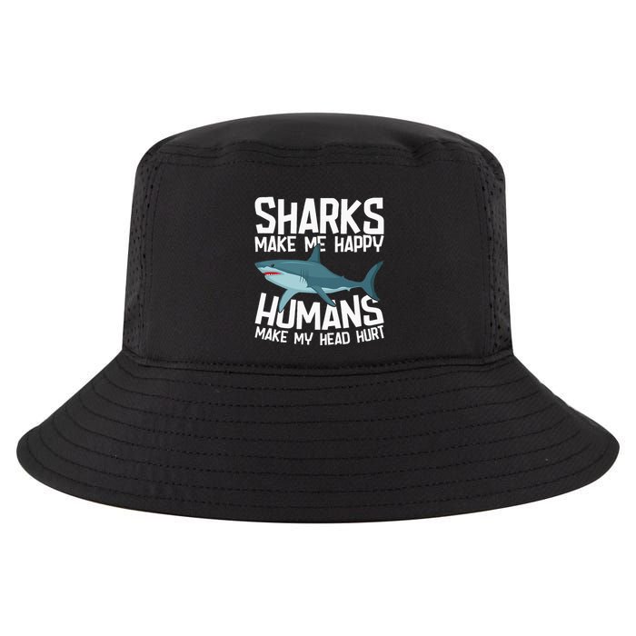 Funny Sharks Make Me Happy Marine Biology Shark Cool Comfort Performance Bucket Hat