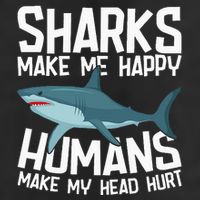 Funny Sharks Make Me Happy Marine Biology Shark 7 Panel Mesh Trucker Snapback Hat