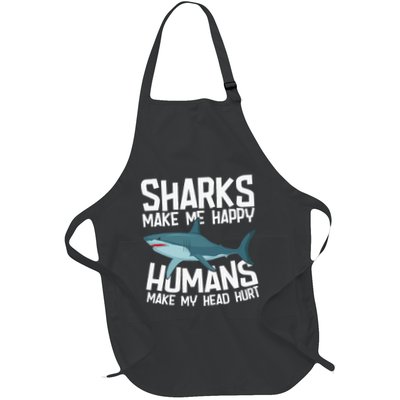 Funny Sharks Make Me Happy Marine Biology Shark Apron
