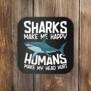 Funny Sharks Make Me Happy Marine Biology Shark Coaster