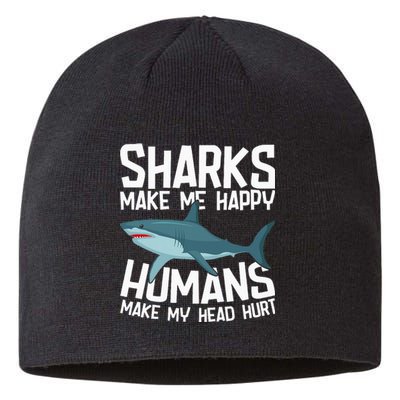 Funny Sharks Make Me Happy Marine Biology Shark Sustainable Beanie