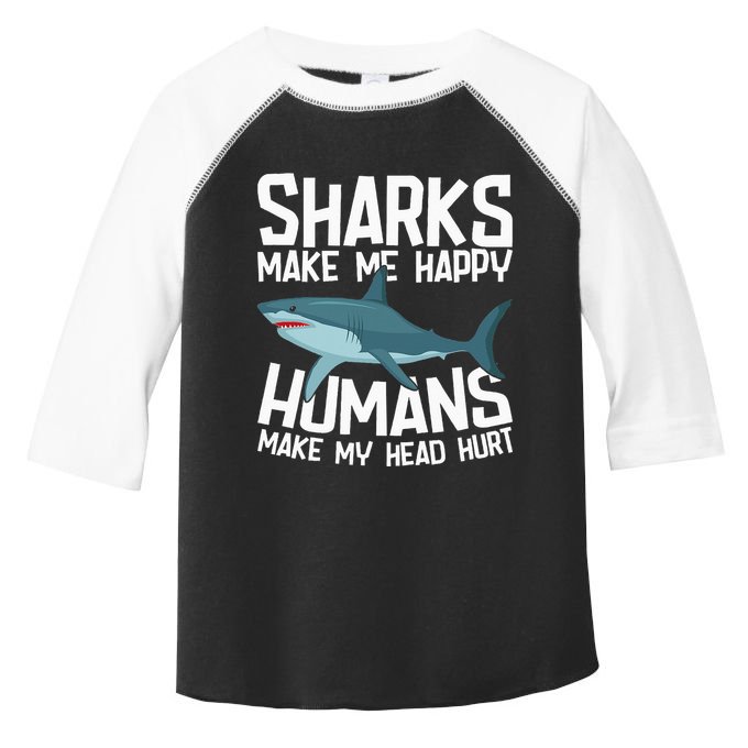 Funny Sharks Make Me Happy Marine Biology Shark Toddler Fine Jersey T-Shirt
