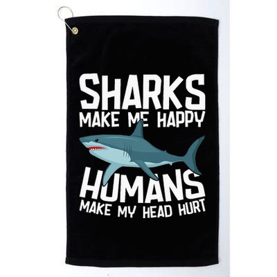 Funny Sharks Make Me Happy Marine Biology Shark Golf Towel