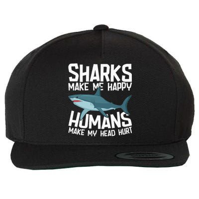 Funny Sharks Make Me Happy Marine Biology Shark Wool Snapback Cap