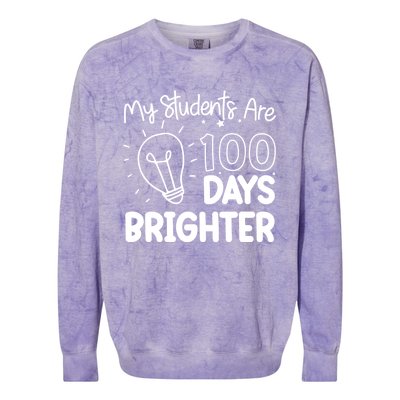 Funny School My Students Are 100 Days Brighter Teacher Great Gift Colorblast Crewneck Sweatshirt