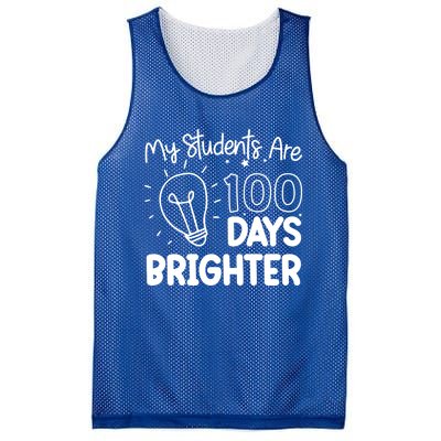 Funny School My Students Are 100 Days Brighter Teacher Great Gift Mesh Reversible Basketball Jersey Tank