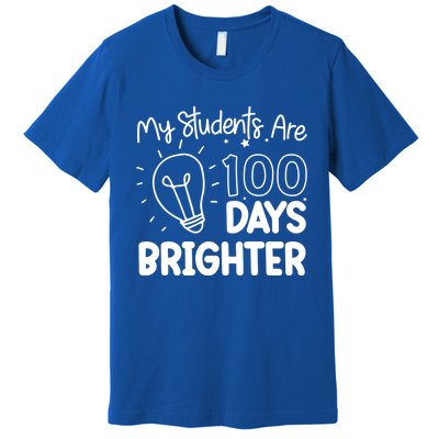 Funny School My Students Are 100 Days Brighter Teacher Great Gift Premium T-Shirt