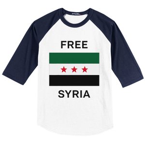 Free Syria New Syrian Flag Syria Freedom Baseball Sleeve Shirt