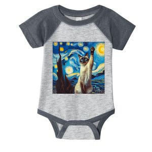 Funny Starry Night Siamese Cat Lady Vincent Van Gogh Novelty Infant Baby Jersey Bodysuit