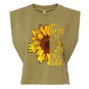 Feminist Sunflower, Not Fragile Like A Flower Fragile Like A Bomb Garment-Dyed Women's Muscle Tee