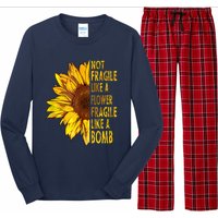 Feminist Sunflower, Not Fragile Like A Flower Fragile Like A Bomb Long Sleeve Pajama Set