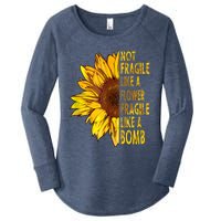 Feminist Sunflower, Not Fragile Like A Flower Fragile Like A Bomb Women's Perfect Tri Tunic Long Sleeve Shirt