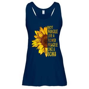 Feminist Sunflower, Not Fragile Like A Flower Fragile Like A Bomb Ladies Essential Flowy Tank