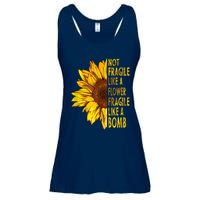 Feminist Sunflower, Not Fragile Like A Flower Fragile Like A Bomb Ladies Essential Flowy Tank