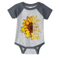 Feminist Sunflower, Not Fragile Like A Flower Fragile Like A Bomb Infant Baby Jersey Bodysuit