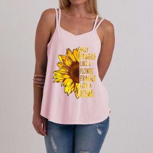 Feminist Sunflower, Not Fragile Like A Flower Fragile Like A Bomb Women's Strappy Tank