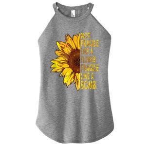 Feminist Sunflower, Not Fragile Like A Flower Fragile Like A Bomb Women's Perfect Tri Rocker Tank