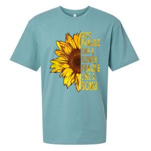 Feminist Sunflower, Not Fragile Like A Flower Fragile Like A Bomb Sueded Cloud Jersey T-Shirt