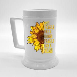 Feminist Sunflower, Not Fragile Like A Flower Fragile Like A Bomb Beer Stein