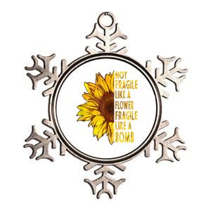 Feminist Sunflower, Not Fragile Like A Flower Fragile Like A Bomb Metallic Star Ornament