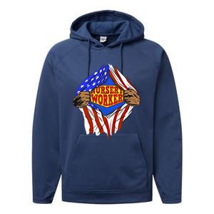 Funny Super Nursery Worker Hero Job Gift Performance Fleece Hoodie