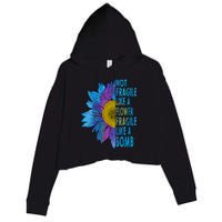 Feminist Sunflower, Not Fragile Like A Flower Fragile Like A Bomb Crop Fleece Hoodie