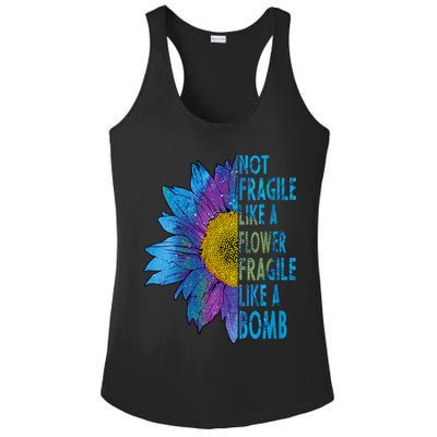 Feminist Sunflower, Not Fragile Like A Flower Fragile Like A Bomb Ladies PosiCharge Competitor Racerback Tank