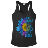 Feminist Sunflower, Not Fragile Like A Flower Fragile Like A Bomb Ladies PosiCharge Competitor Racerback Tank