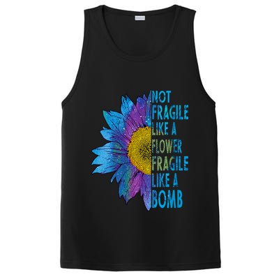 Feminist Sunflower, Not Fragile Like A Flower Fragile Like A Bomb PosiCharge Competitor Tank