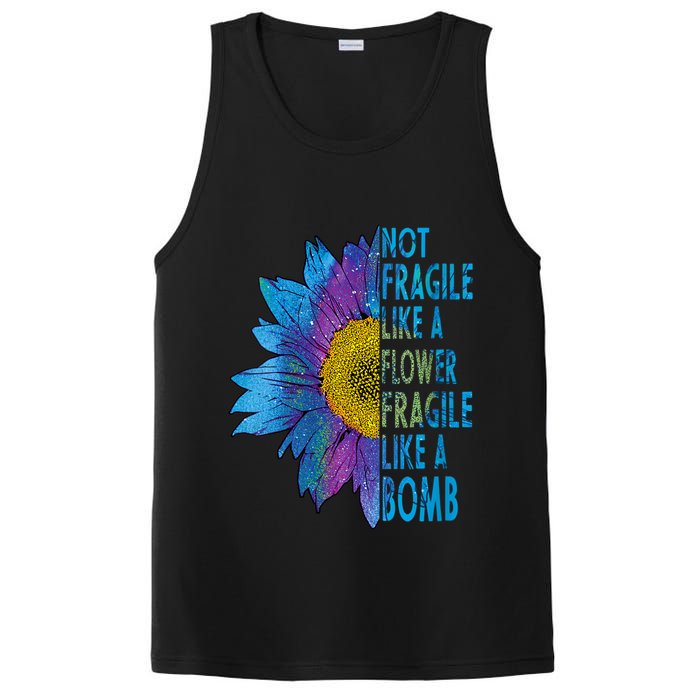 Feminist Sunflower, Not Fragile Like A Flower Fragile Like A Bomb PosiCharge Competitor Tank