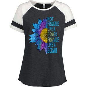 Feminist Sunflower, Not Fragile Like A Flower Fragile Like A Bomb Enza Ladies Jersey Colorblock Tee