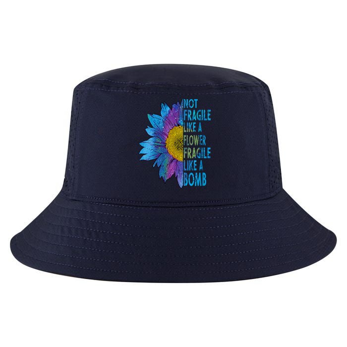 Feminist Sunflower, Not Fragile Like A Flower Fragile Like A Bomb Cool Comfort Performance Bucket Hat