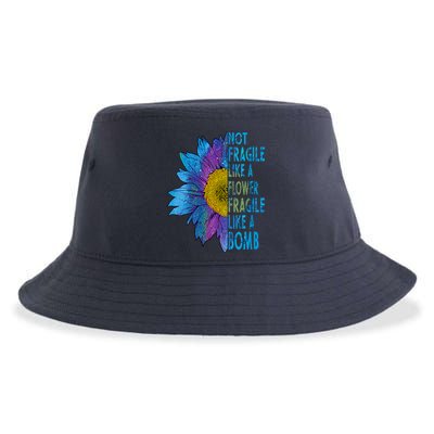 Feminist Sunflower, Not Fragile Like A Flower Fragile Like A Bomb Sustainable Bucket Hat