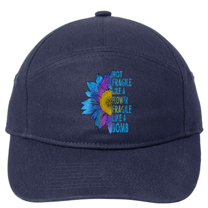 Feminist Sunflower, Not Fragile Like A Flower Fragile Like A Bomb 7-Panel Snapback Hat