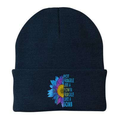 Feminist Sunflower, Not Fragile Like A Flower Fragile Like A Bomb Beanie