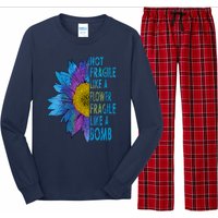 Feminist Sunflower, Not Fragile Like A Flower Fragile Like A Bomb Long Sleeve Pajama Set