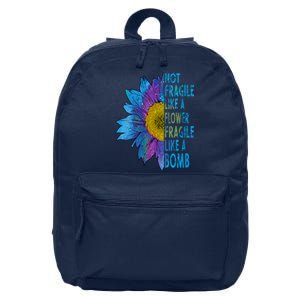 Feminist Sunflower, Not Fragile Like A Flower Fragile Like A Bomb 16 in Basic Backpack