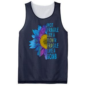 Feminist Sunflower, Not Fragile Like A Flower Fragile Like A Bomb Mesh Reversible Basketball Jersey Tank