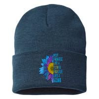 Feminist Sunflower, Not Fragile Like A Flower Fragile Like A Bomb Sustainable Knit Beanie