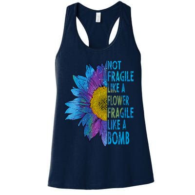 Feminist Sunflower, Not Fragile Like A Flower Fragile Like A Bomb Womens Tank Top